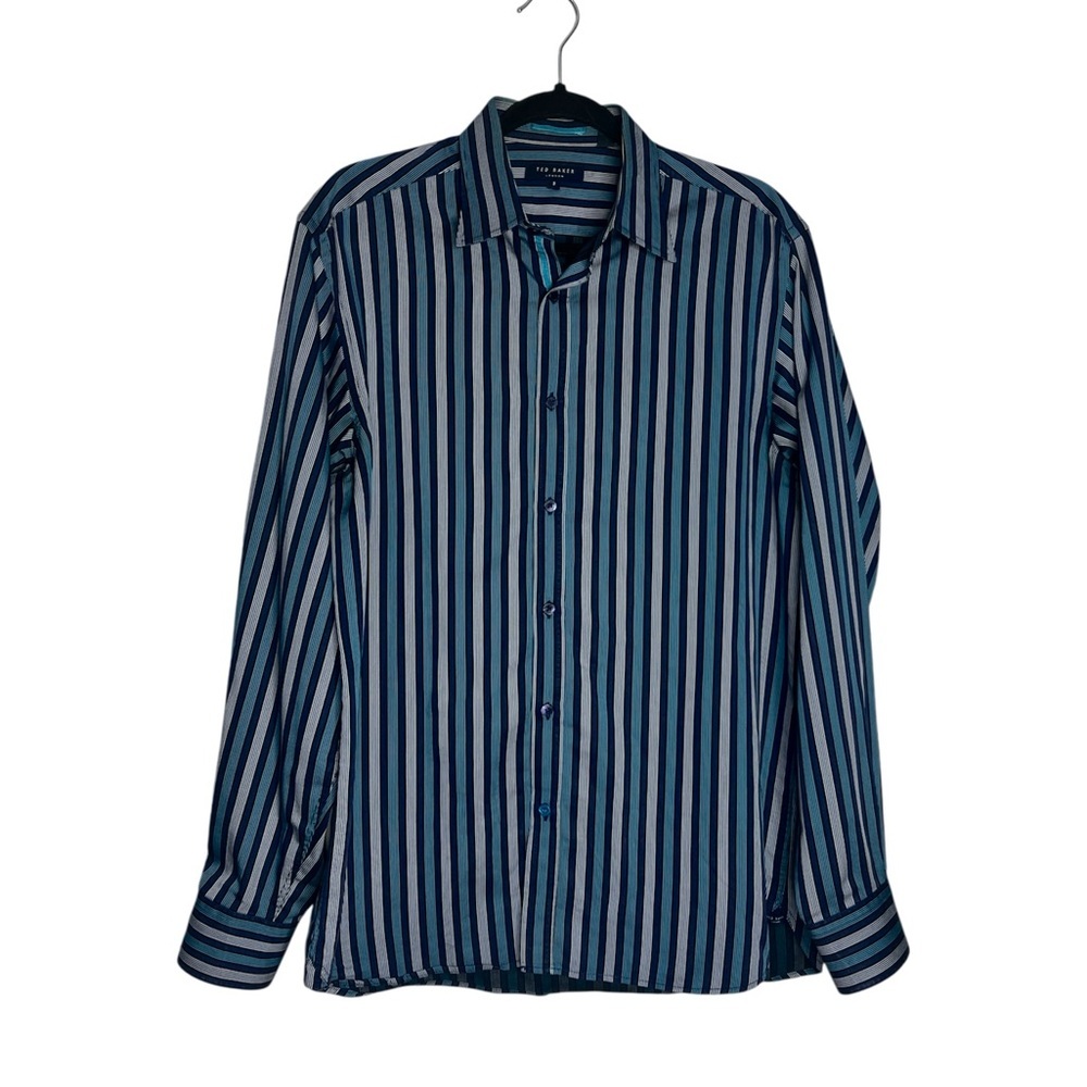 Ted Baker Striped Long Sleeve Button Up Dress Shirt Sz 3 (M)